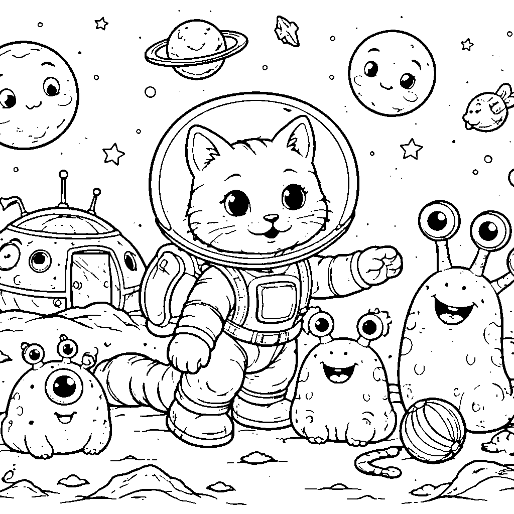 Cat Astronaut Exploring Outer Space