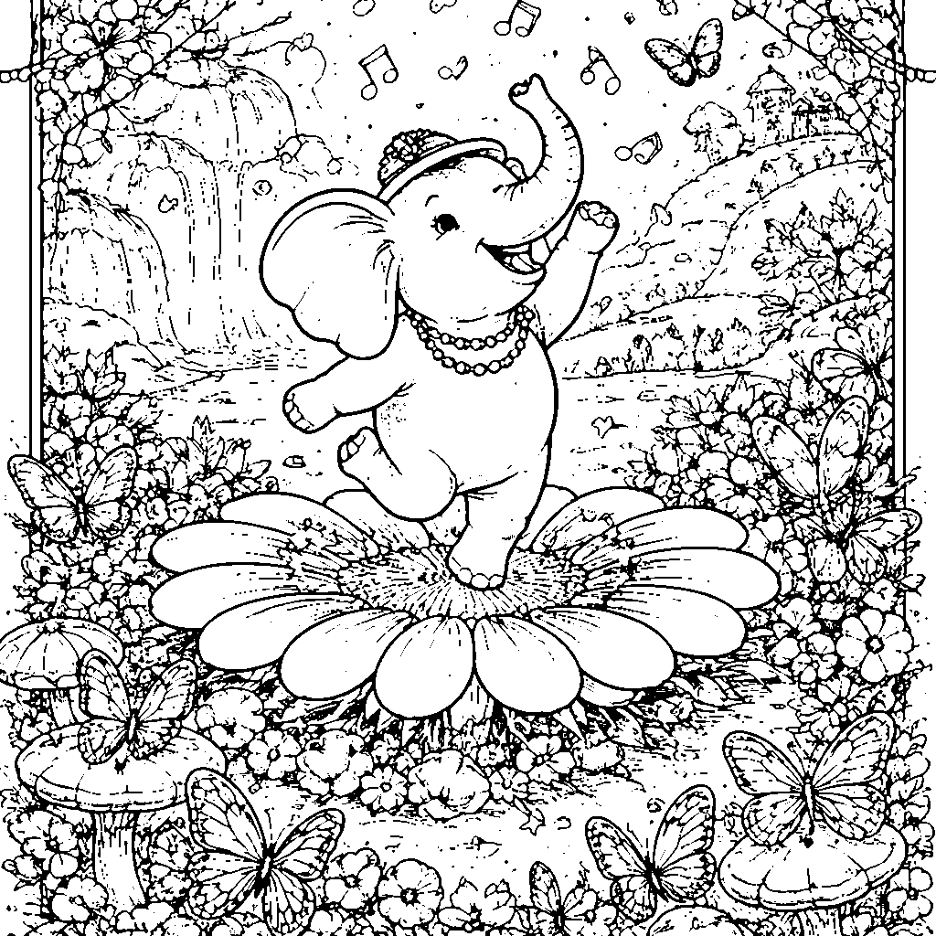 Cheerful Elephant Coloring Adventure