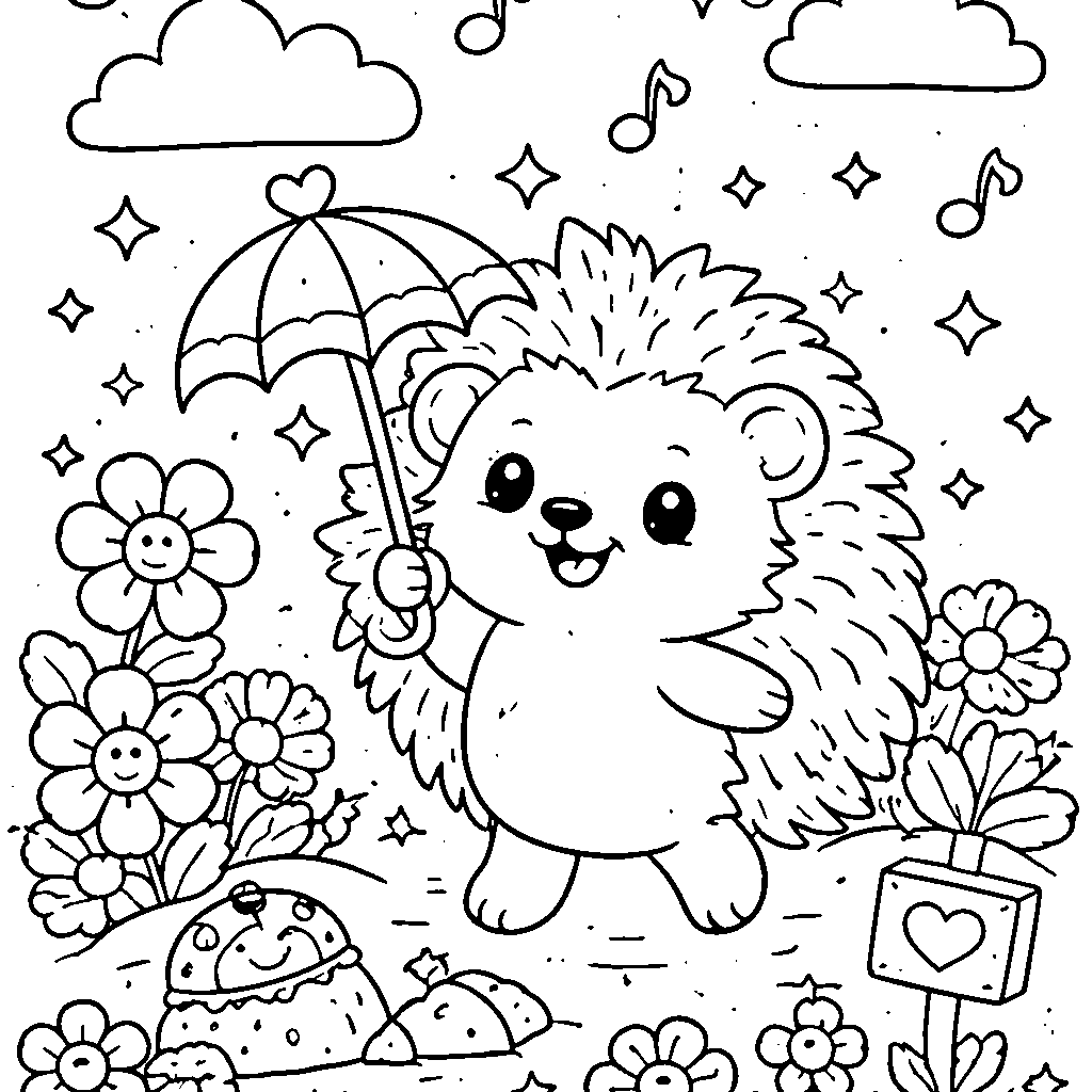 Cheerful Hedgehog Coloring Fun for Kids