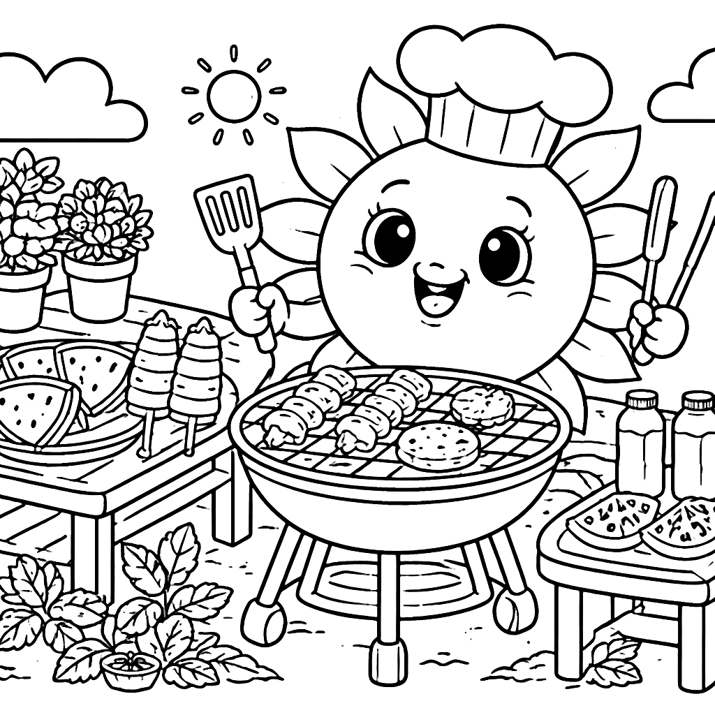 Color the Cheerful Sun Cooking Summer Treats