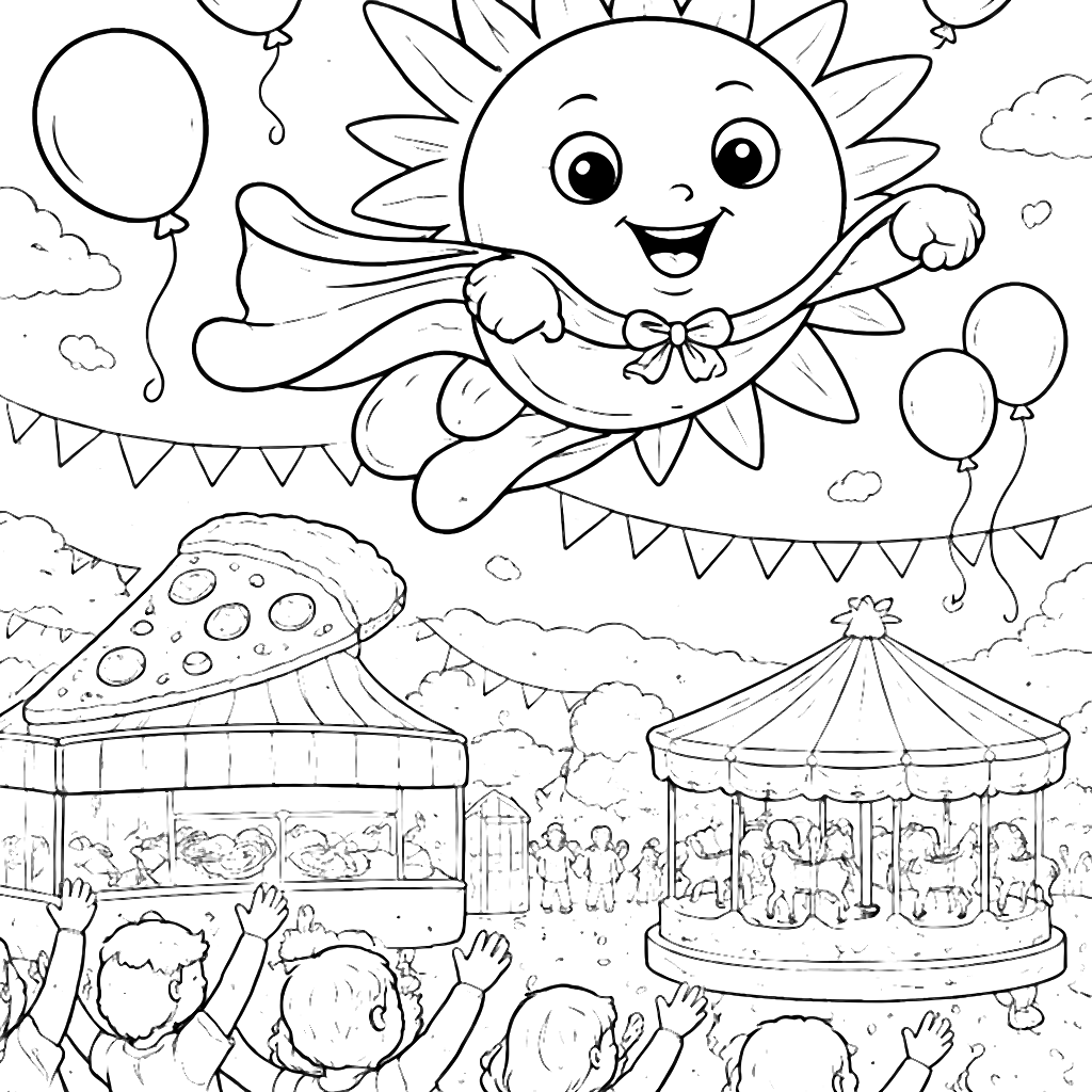 Color the Cheerful Sun at the Summer Festival