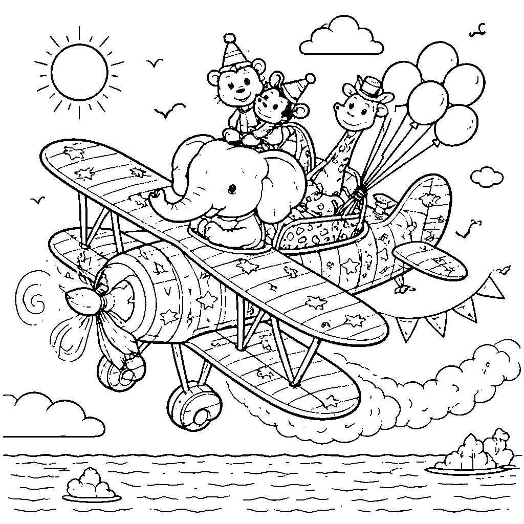 Colorful Flying Circus Airplane