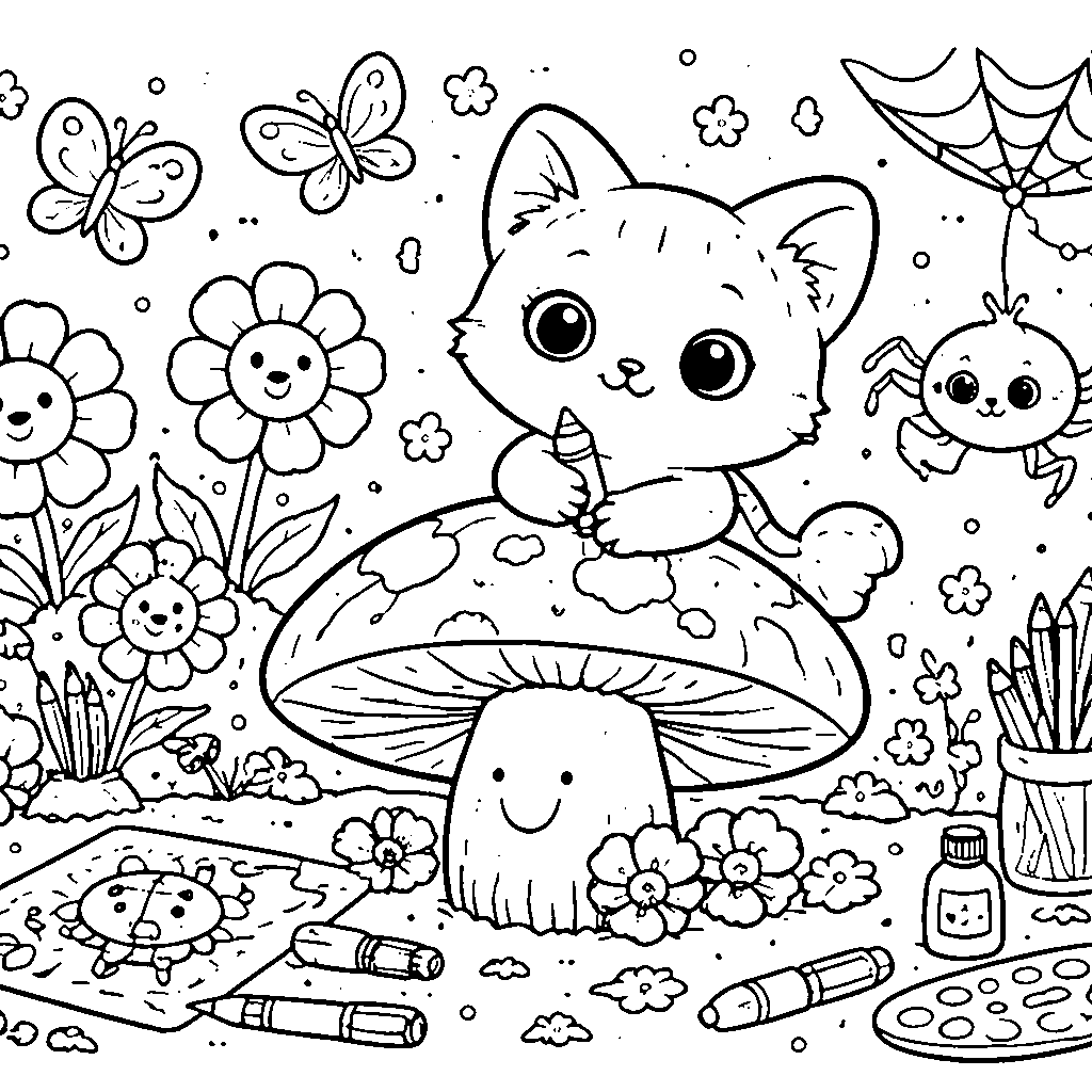 Curious Cat Adventures: A Fun Coloring Page!