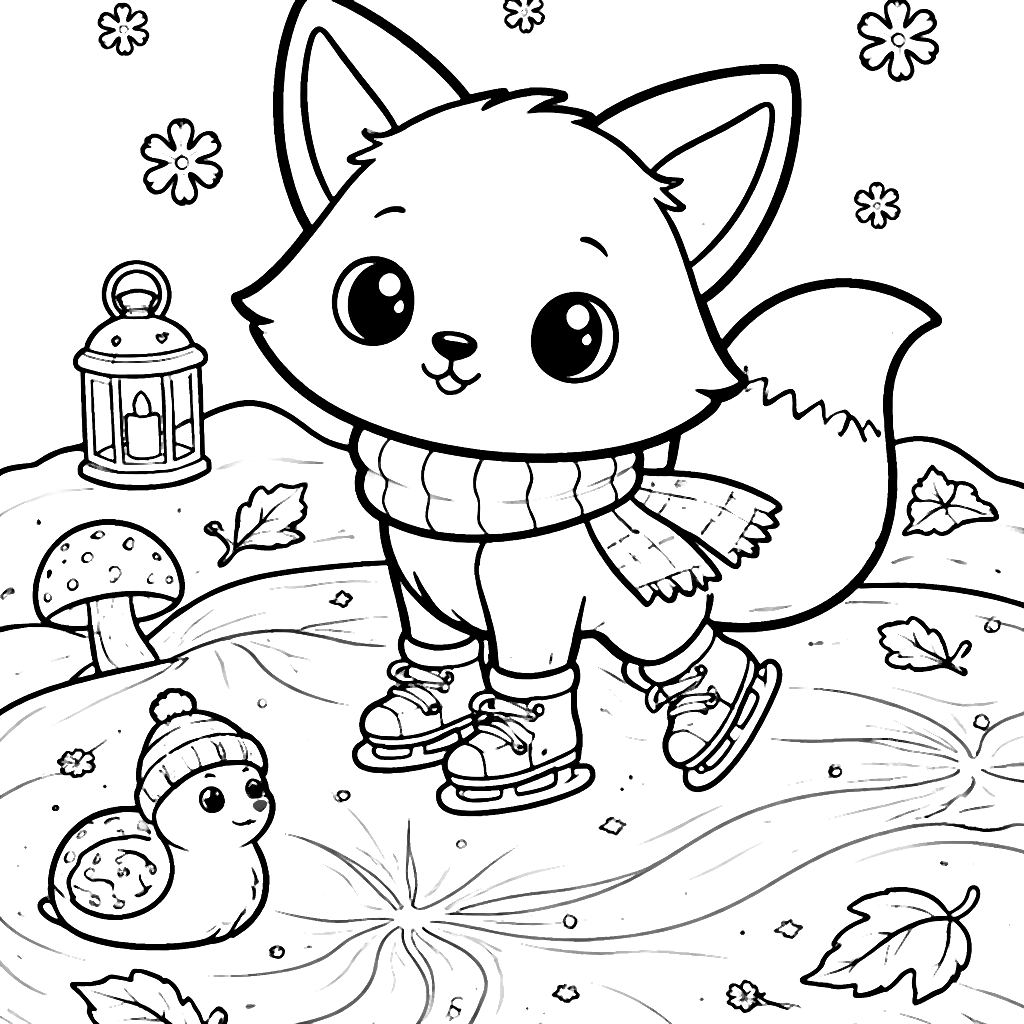 A Curious Fox Coloring Page for Winter Fun
