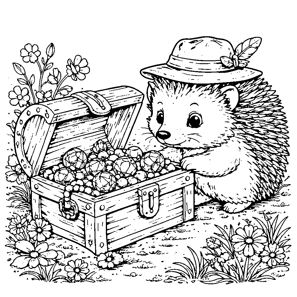 Curious Hedgehog Explorer Coloring Page