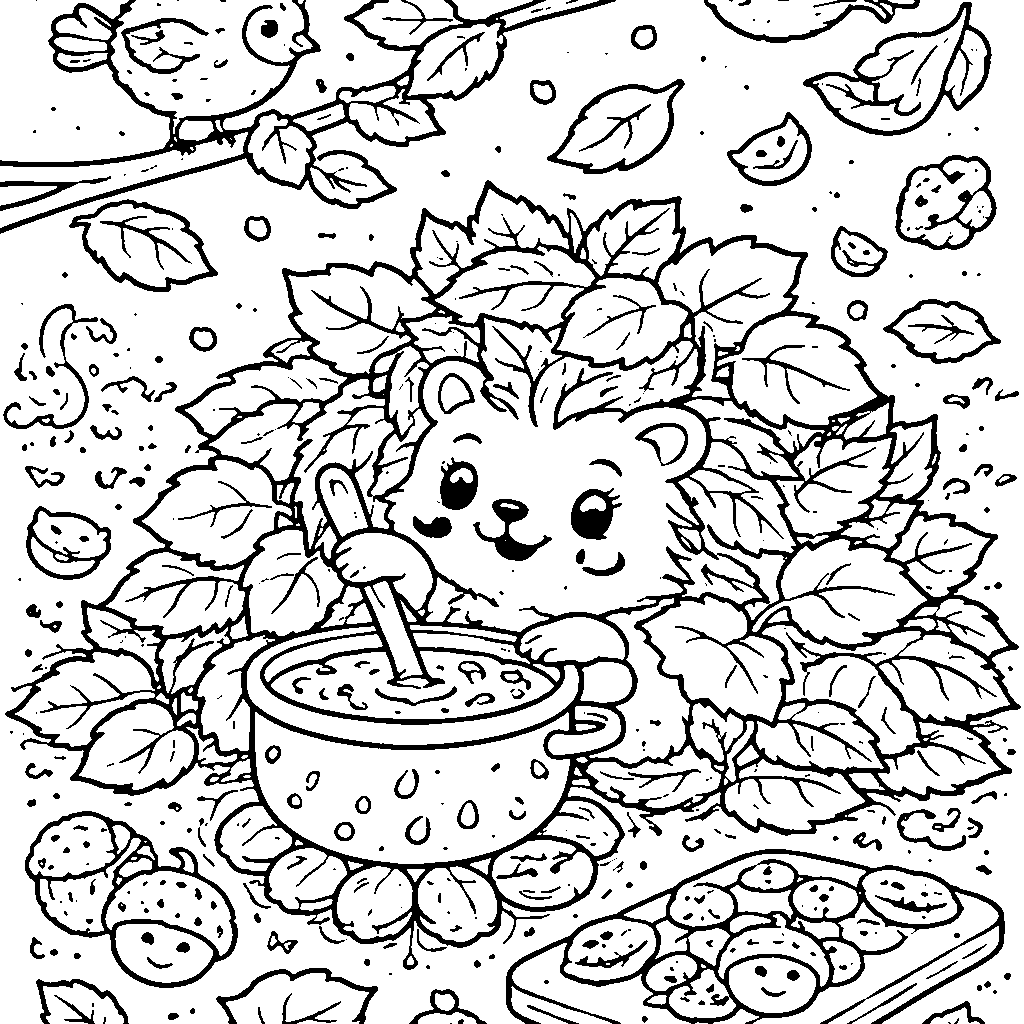 The Curious Hedgehog's Adventure Coloring Page