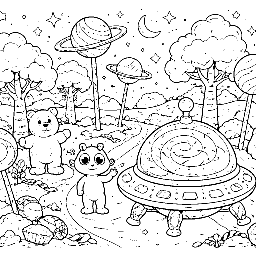 Curious Little Alien on Candy Planet