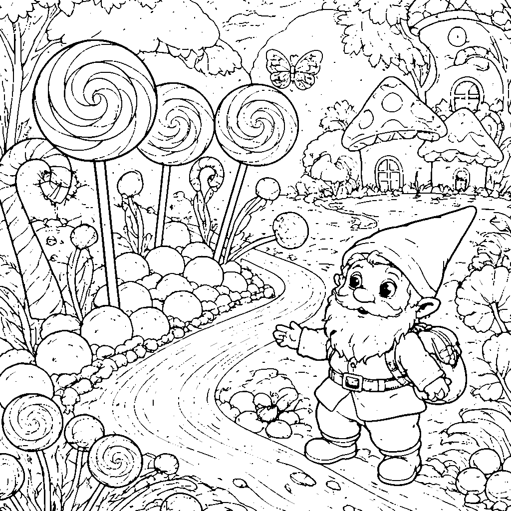Curious Little Gnome Coloring Page