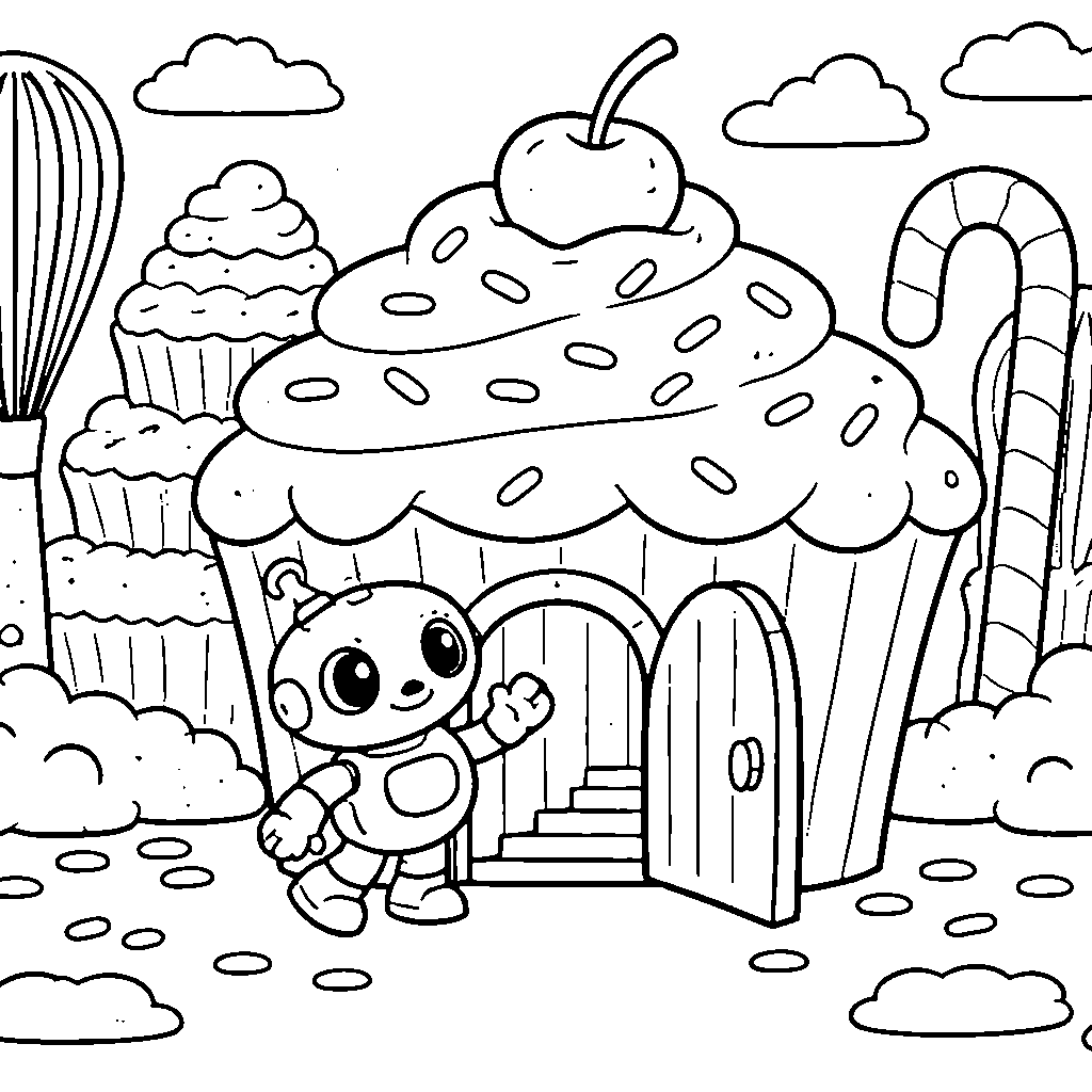 Curious Little Robot Coloring Page