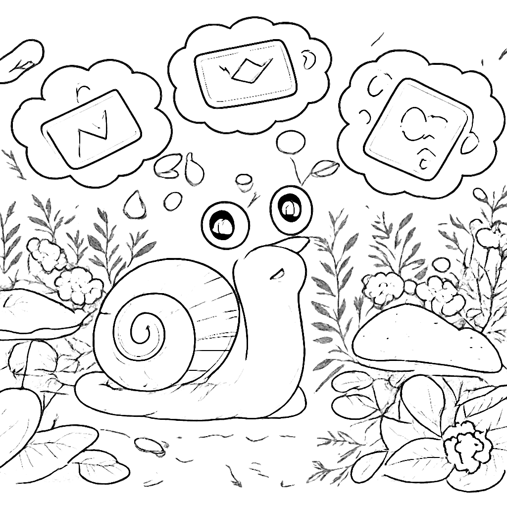 A Curious Snail in a Colorful Garden Coloring Page