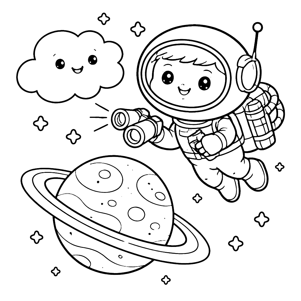 A Daring Space Explorer Coloring Page for Kids