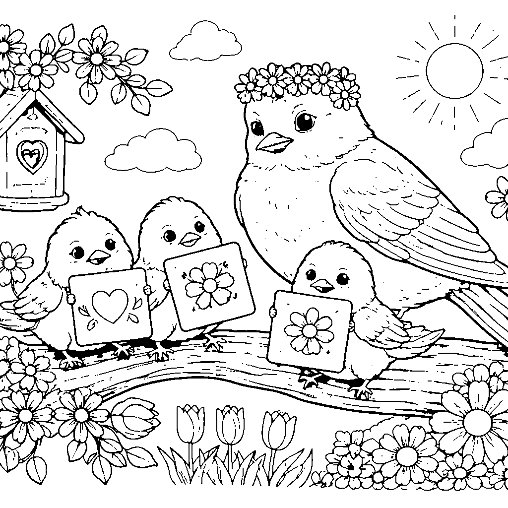 Mother's Day Bird Family Celebration