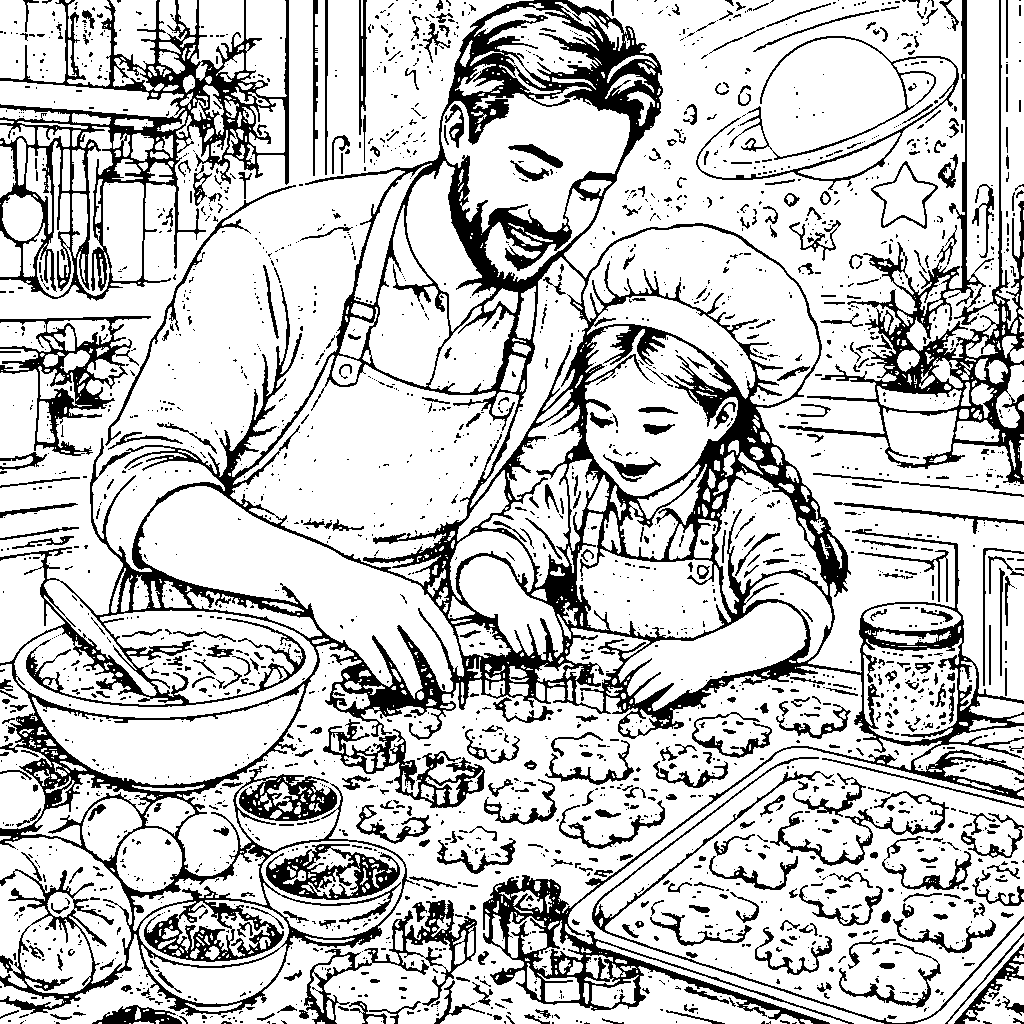 Father and Child Baking Together