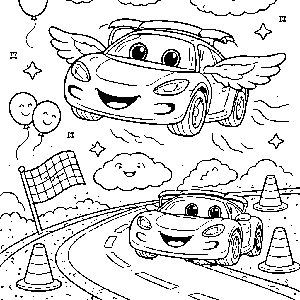 Friendly Sports Car Coloring Page