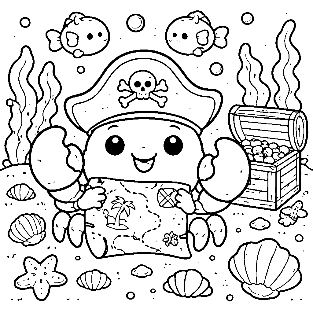 Friendly Crab Wearing a Pirate Hat