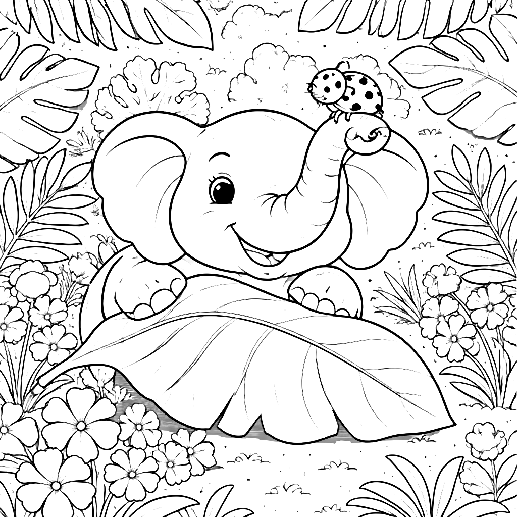 A Friendly Elephant Coloring Page for Kids