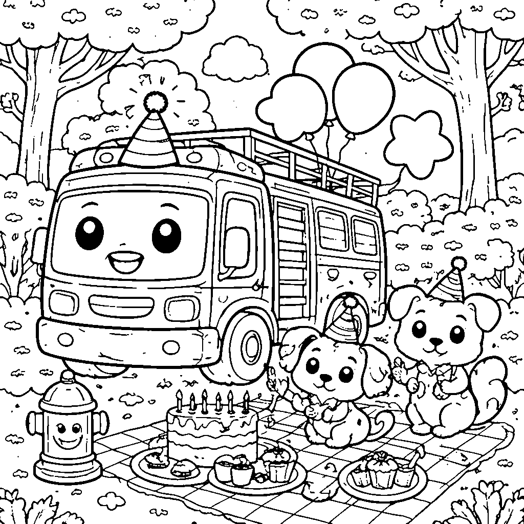 Friendly Fire Truck Party with Rescue Animals