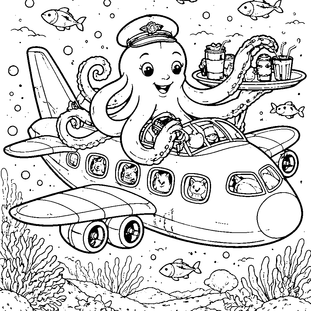Friendly Flying Octopus Coloring Page