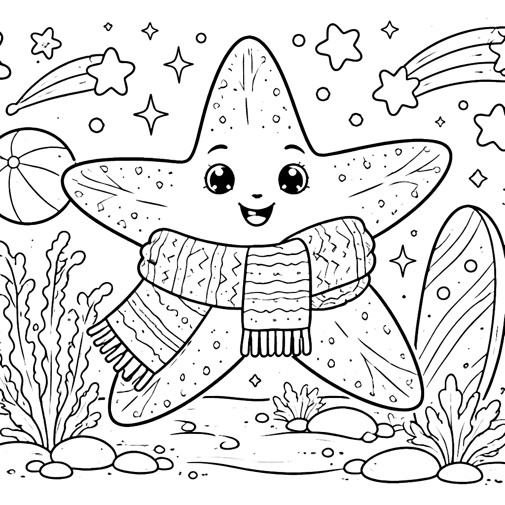 Colorful A Friendly Starfish Coloring Page to Print