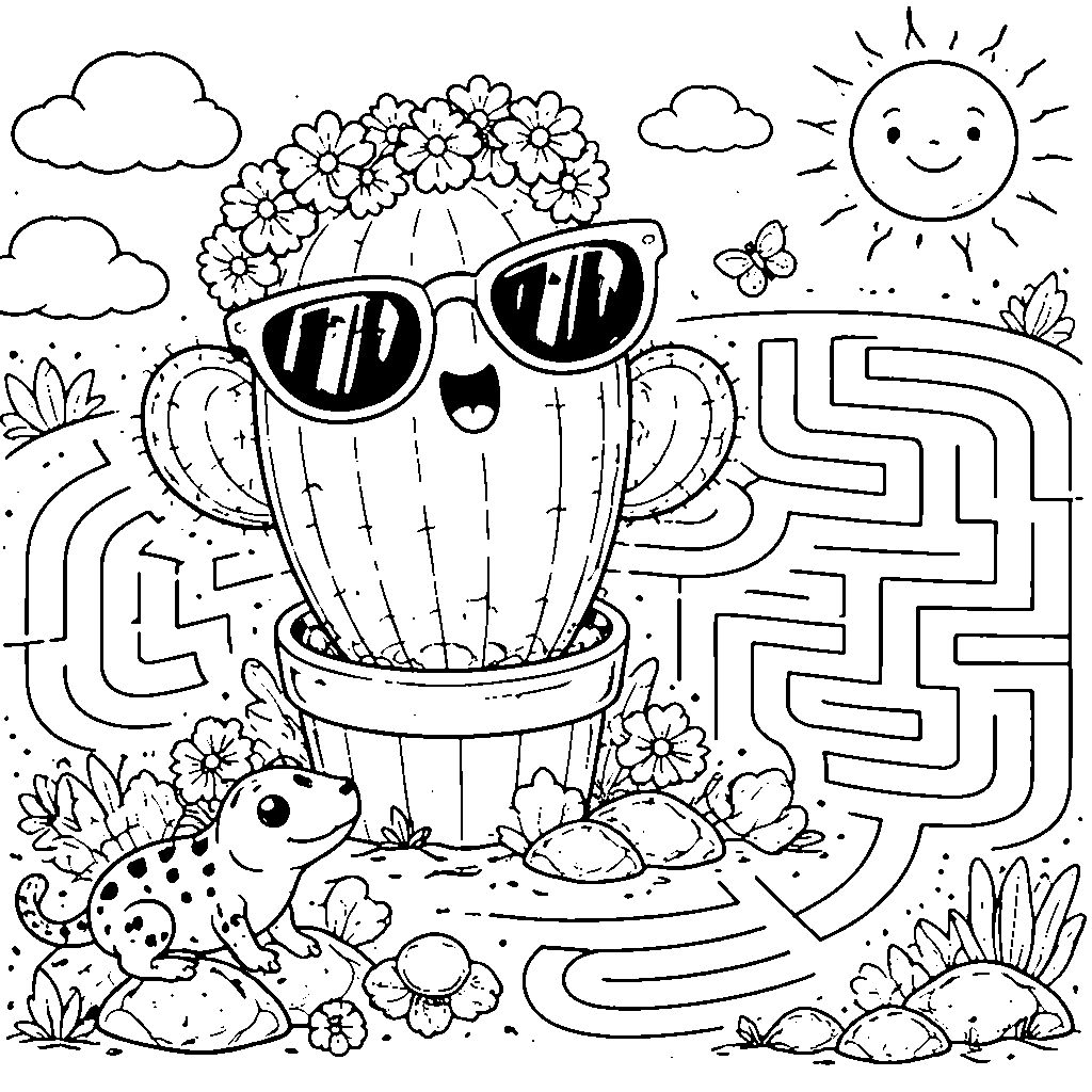 Giggling Cactus with a Flower Crown