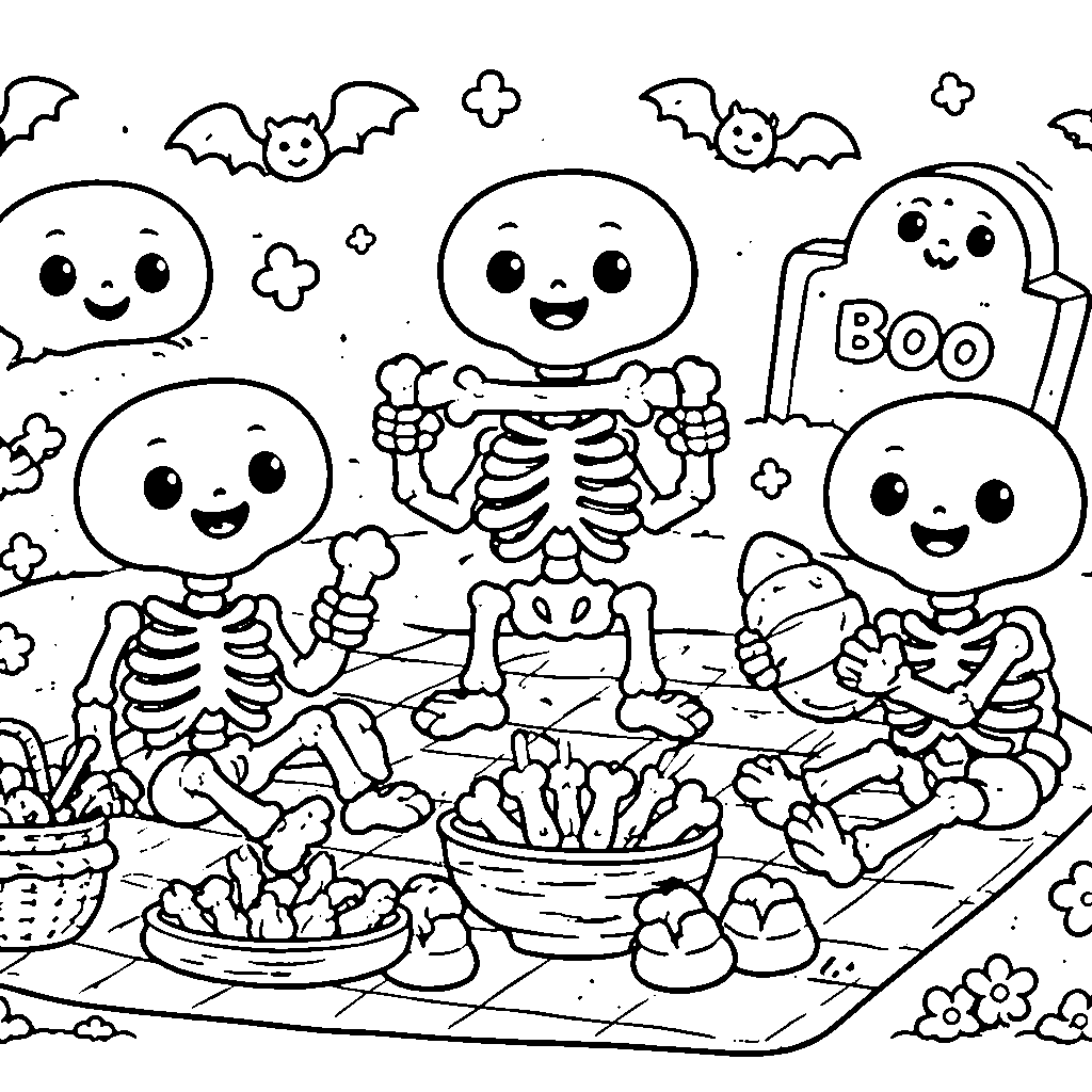 Playful Skeleton Picnic