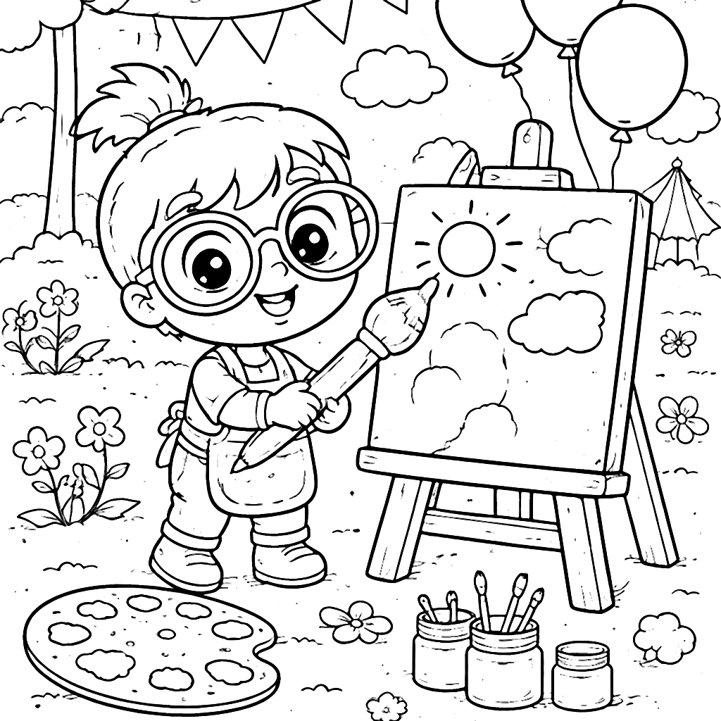 A Happy Child at a Fun Outdoor Art Session