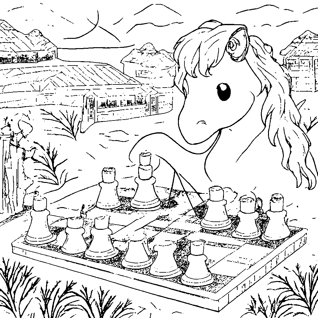 Horse Playing Chess