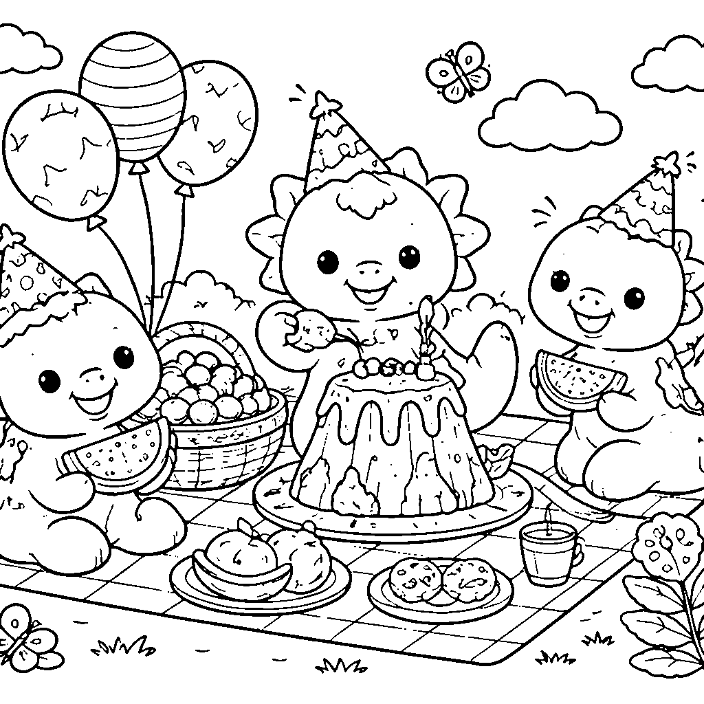 Joyful Dinosaurs Picnic