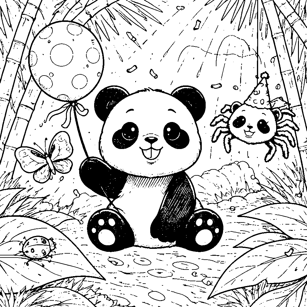 Kawaii Panda Coloring Page for Kids