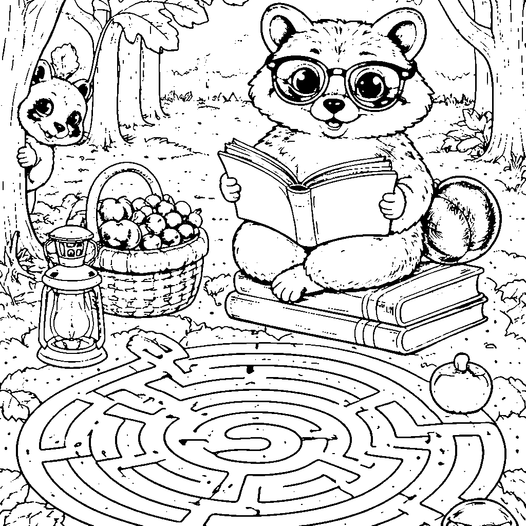 Mischievous Raccoon Coloring Page