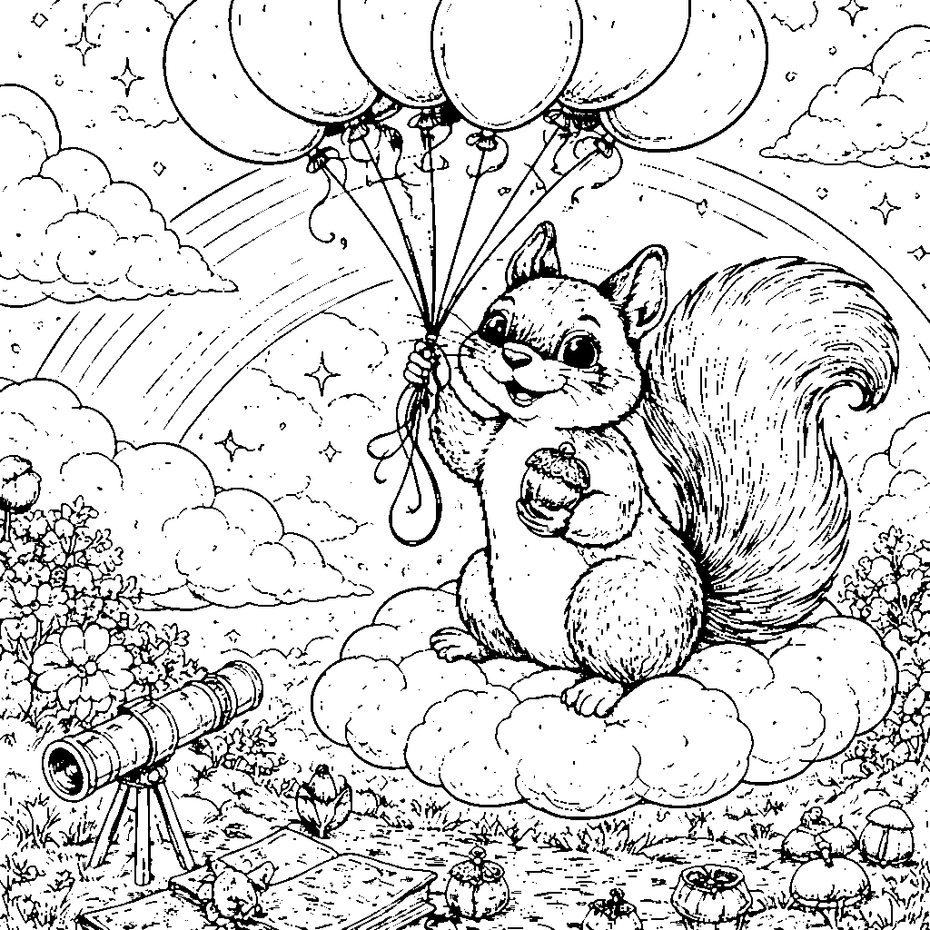 Mischievous Squirrel Coloring Adventure