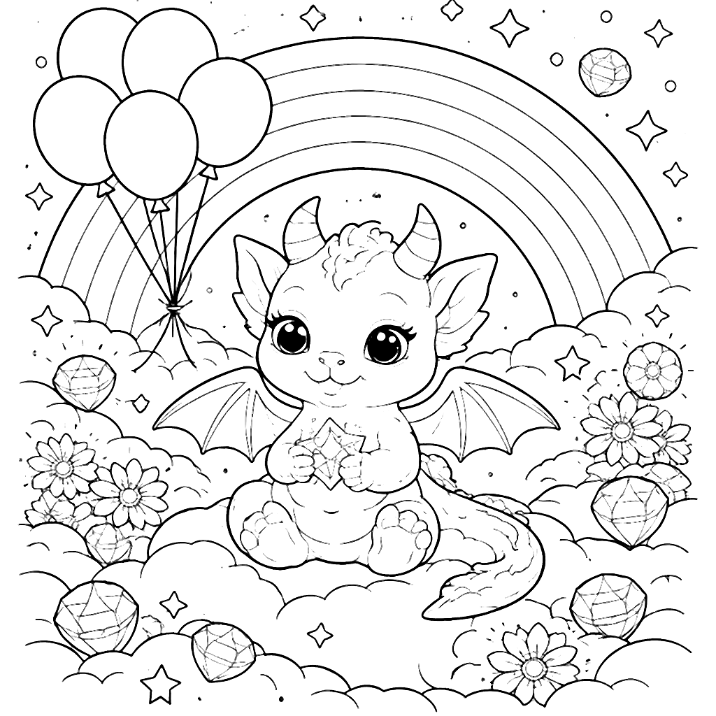 Colorful Fun with a Playful Baby Dragon Coloring Page