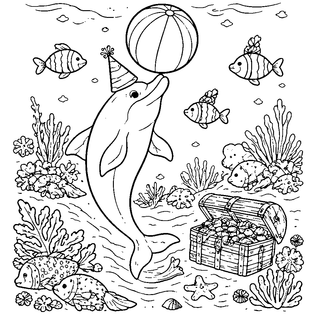 Playful Dolphin Coloring Page