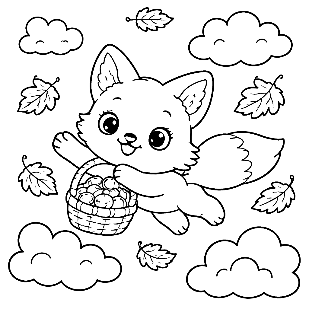 A Playful Fox Coloring Page for Autumn Fun