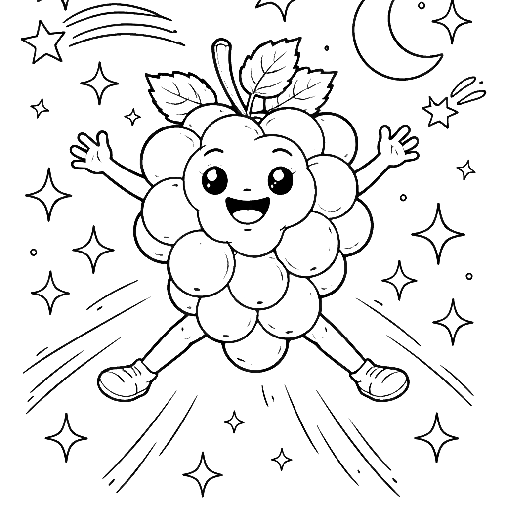 A Playful Grape Coloring Page for Kids