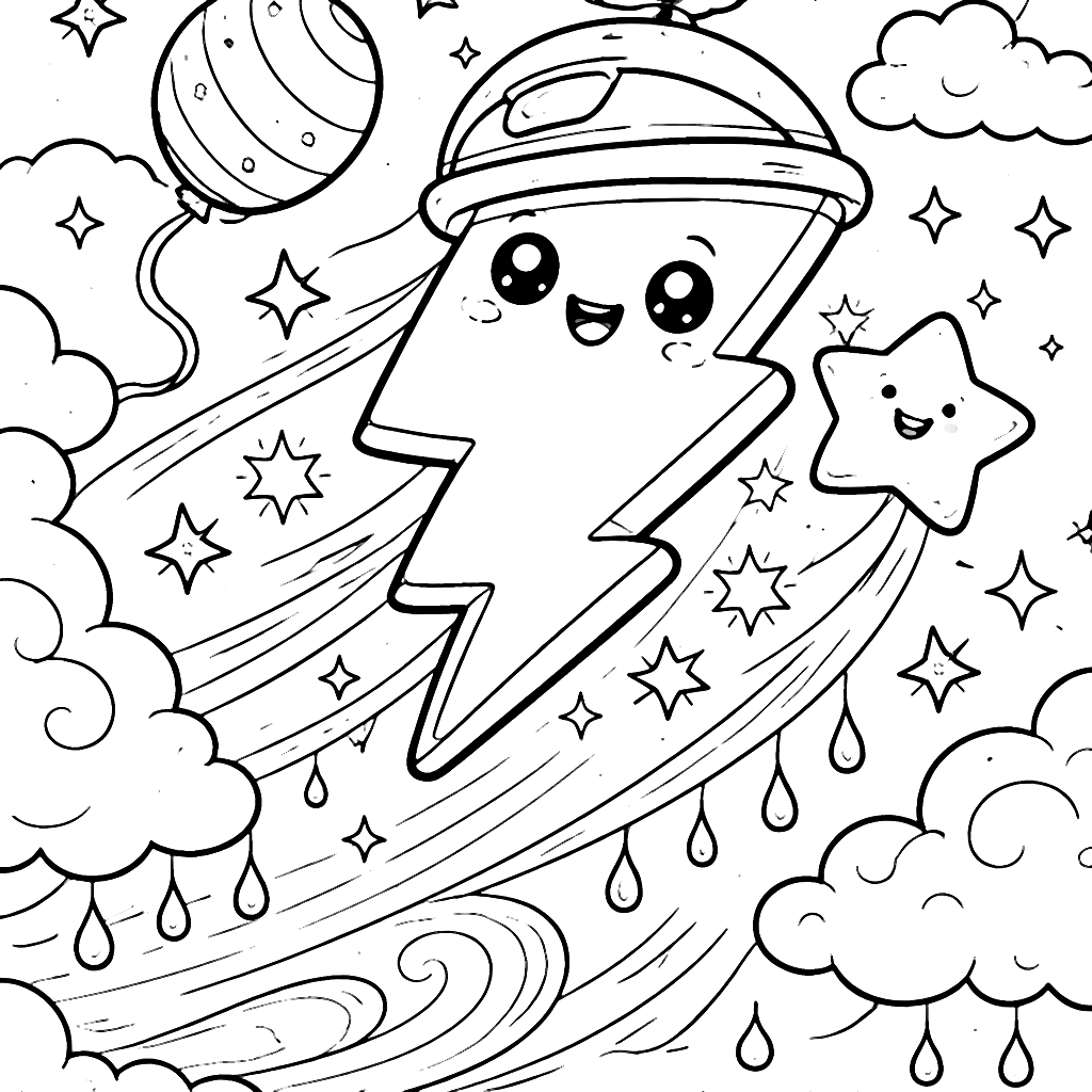 A Playful Lightning Bolt Coloring Page for Kids