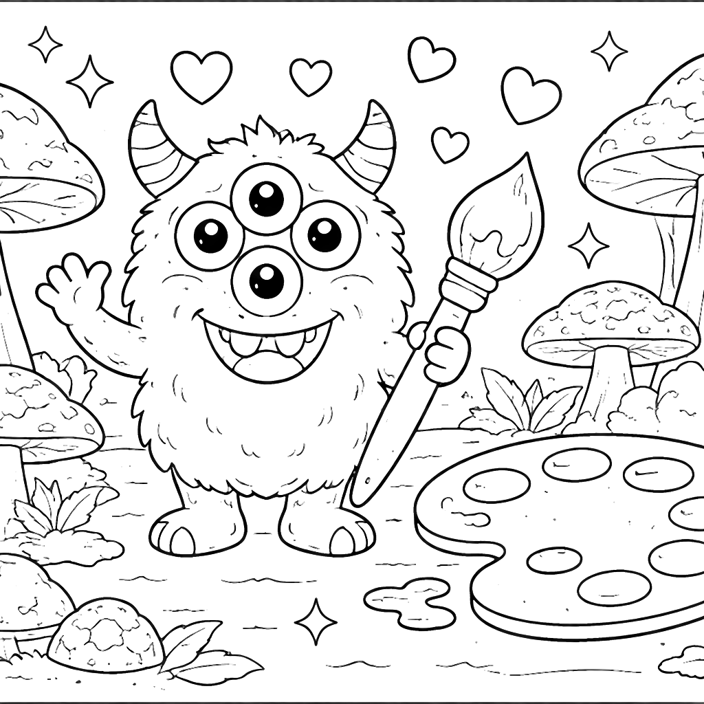 Playful Multi-Eyed Cyclops Coloring Page for Kids