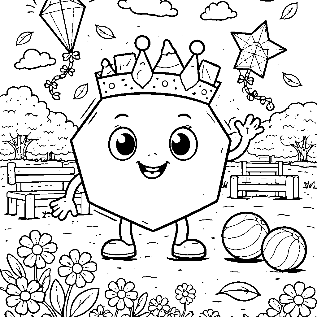 Playful Octagon Coloring Page for Kids