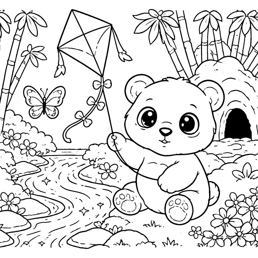 A Playful Panda Coloring Page for Kids to Print