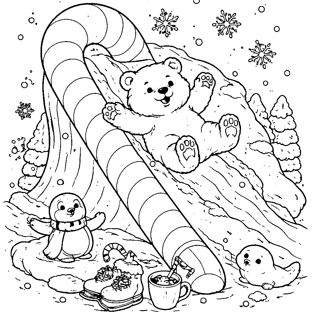 Playful Polar Bear Cub Coloring Page