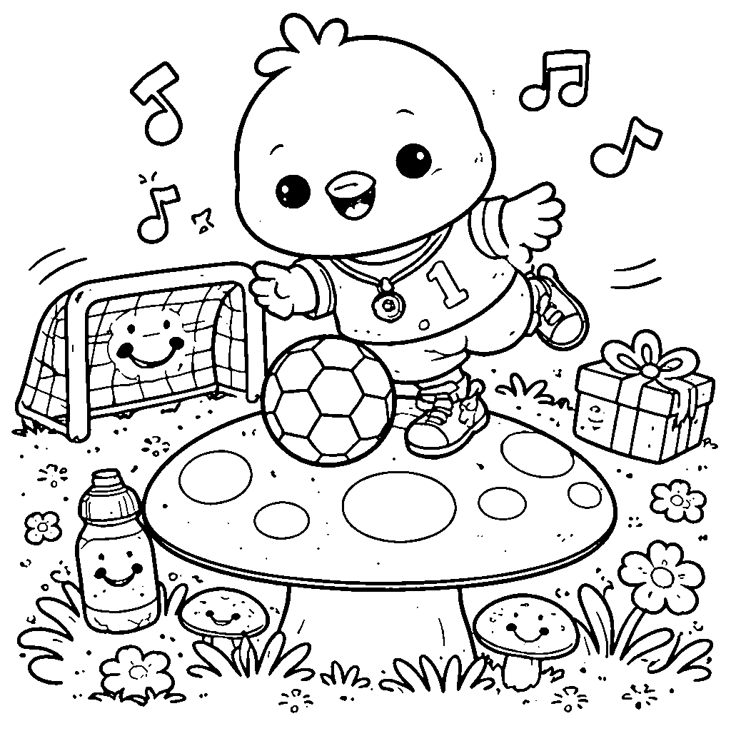 Tiny Bird Soccer Star Coloring Page