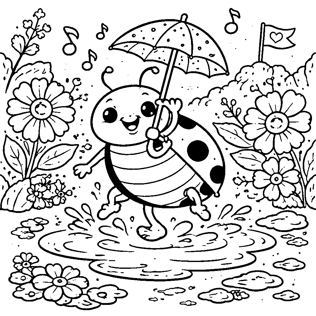 The Quirky Beetle Adventure Coloring Page