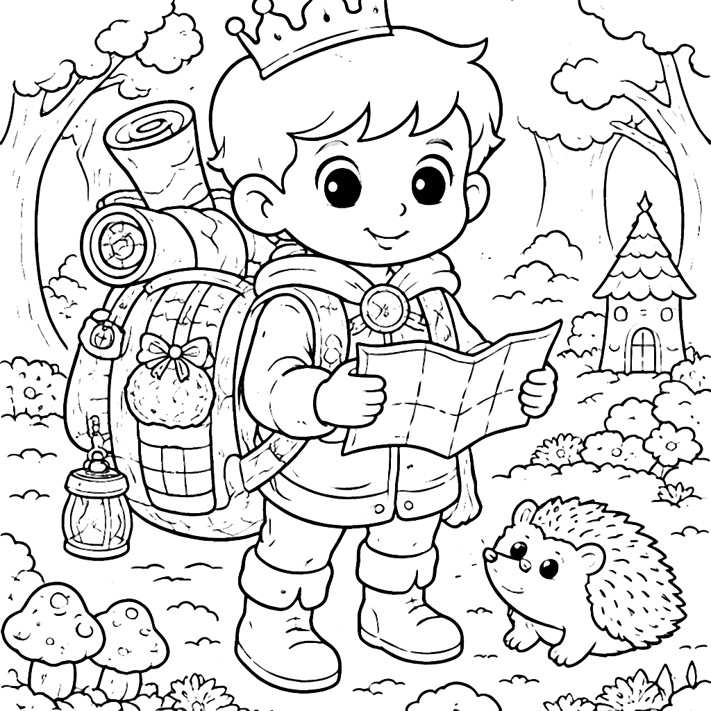 A Royal Backpacker Coloring Page for Adventure Lovers