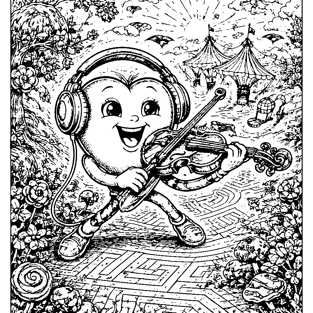 Singing Heart Coloring Page for Kids