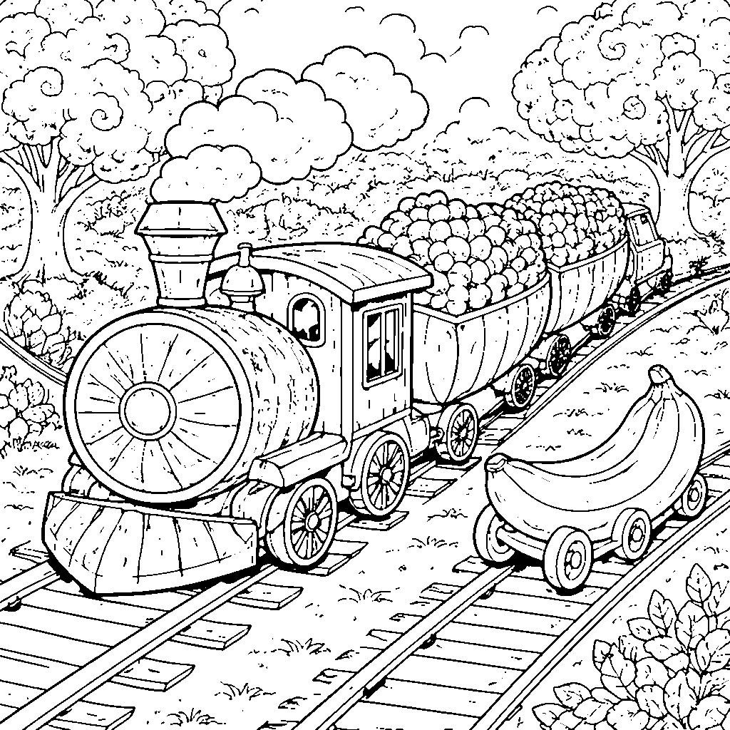 Fruit Train Coloring Page