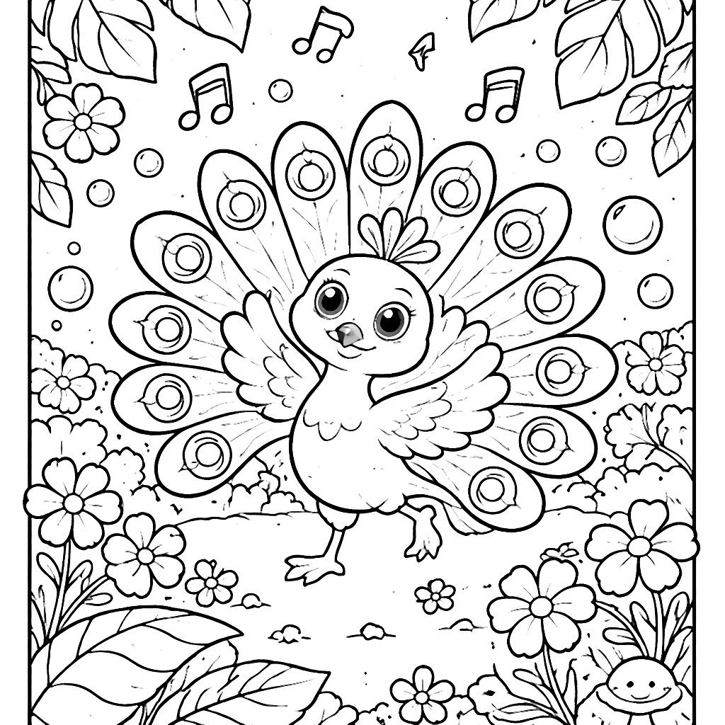 A Vibrant Peacock Coloring Page for Kids