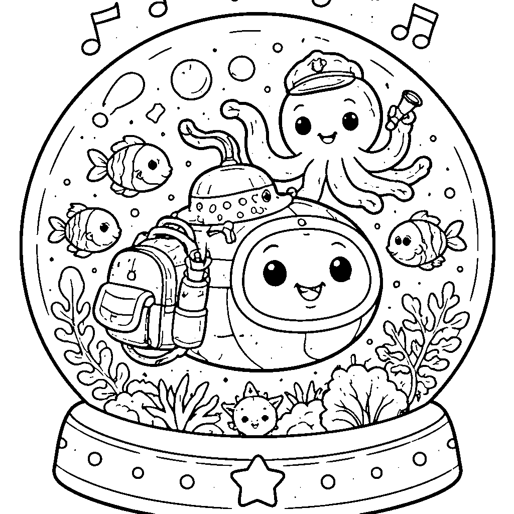Explore the Depths with a Whimsical Submarine Coloring Page