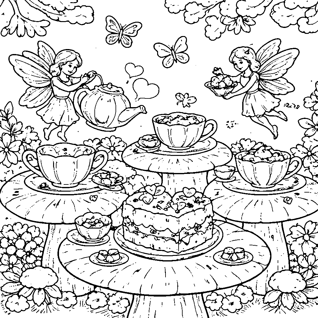 Whimsical Tea Party with Magical Creatures
