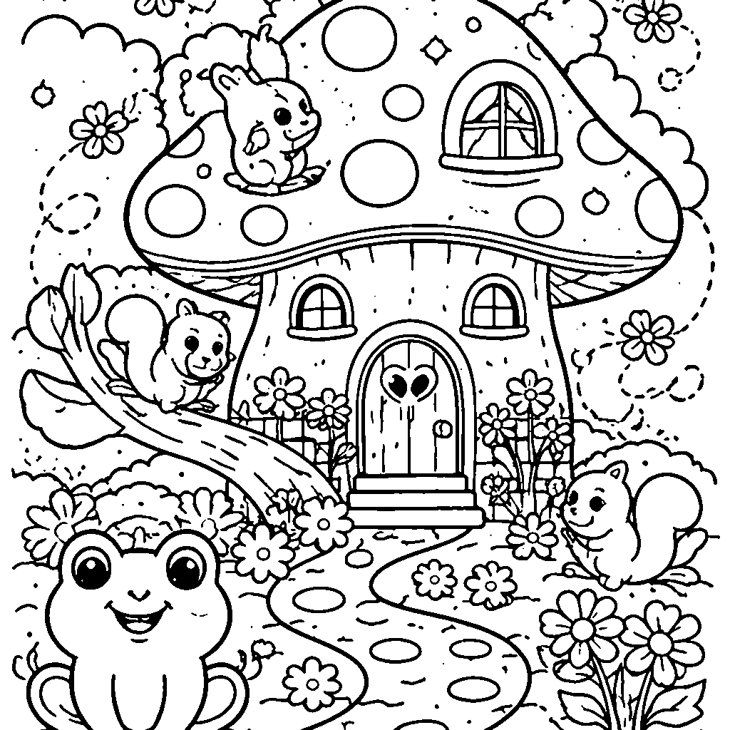 Whimsical Treehouse Coloring Page