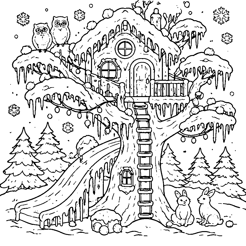 Whimsical Winter Treehouse